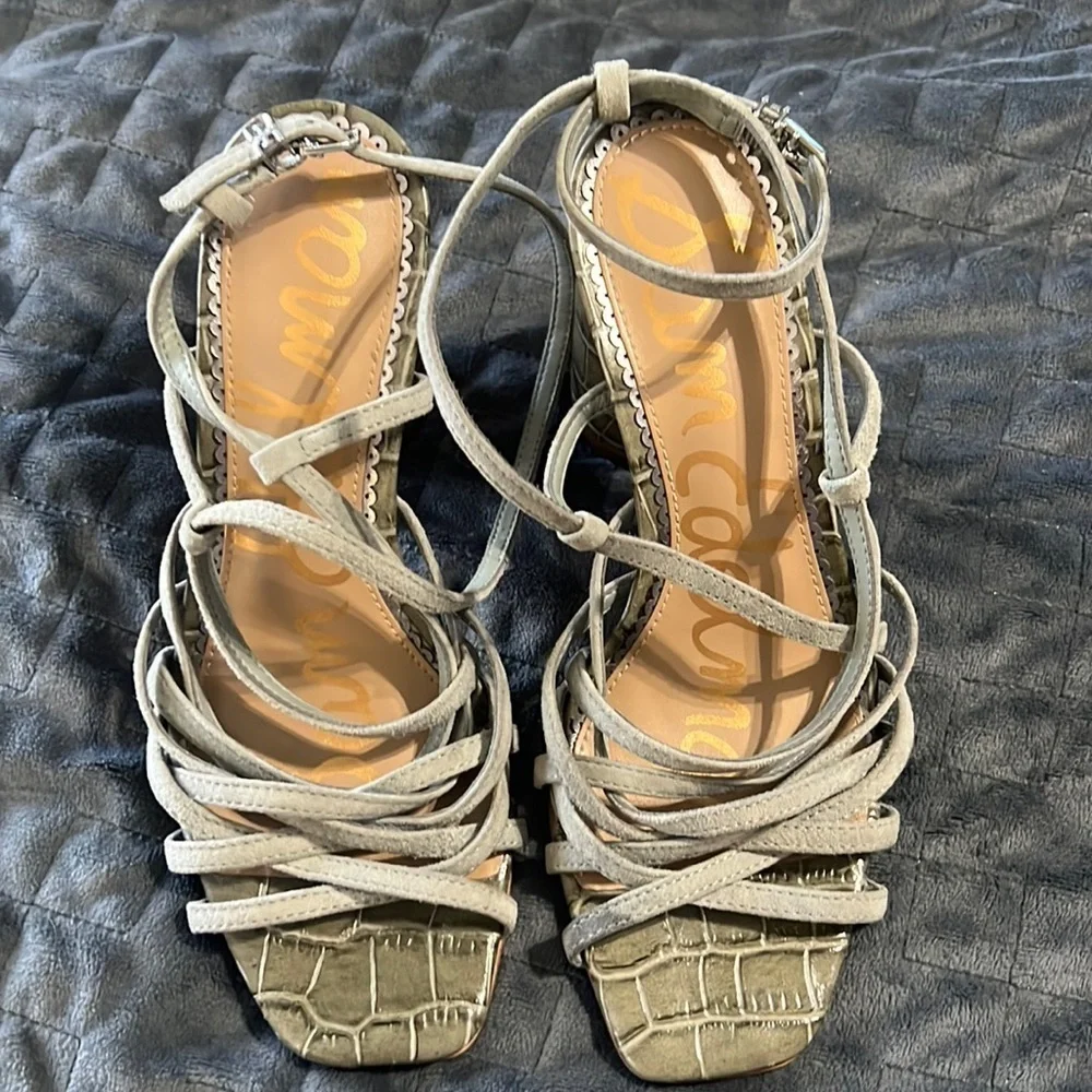 Sam Edelman Daffodil Croc‎ Ankle Strap Block Heel